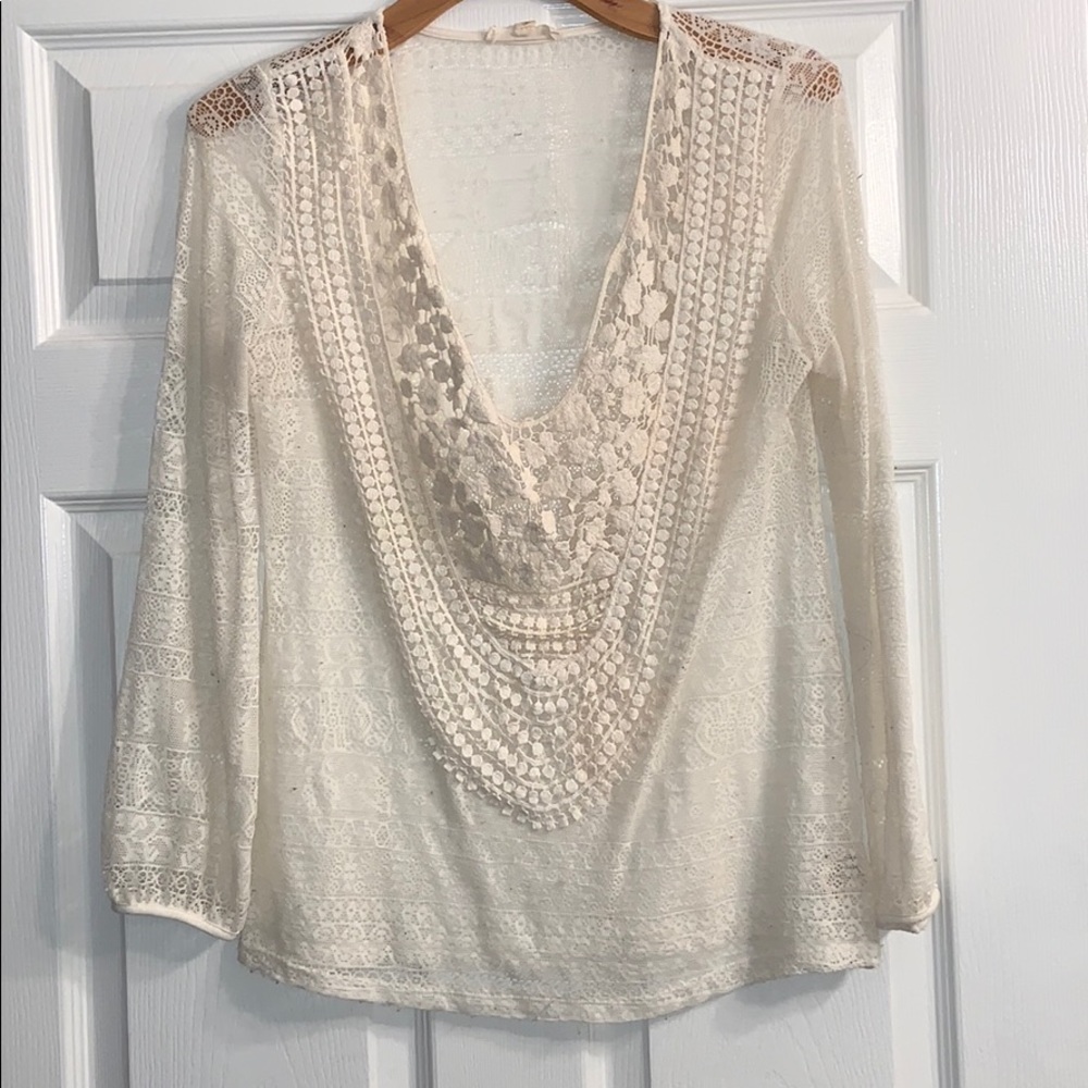 Altar’d State/Hem & Thread cream lace top